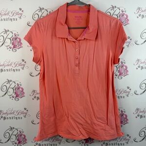 Favourite T-shirt polo, collared, orange, pink, Women's Coral Button Down Shirt